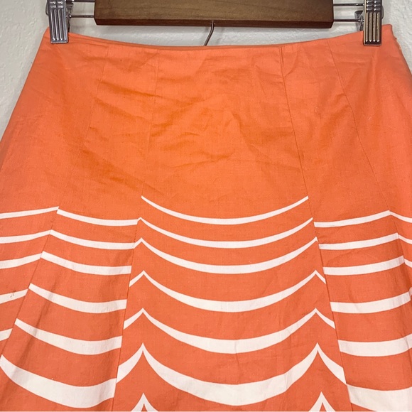 Boden Women’s Lined Orange Cotton Printed Riviera Circle Skirt Size 2 - Picture 5 of 11